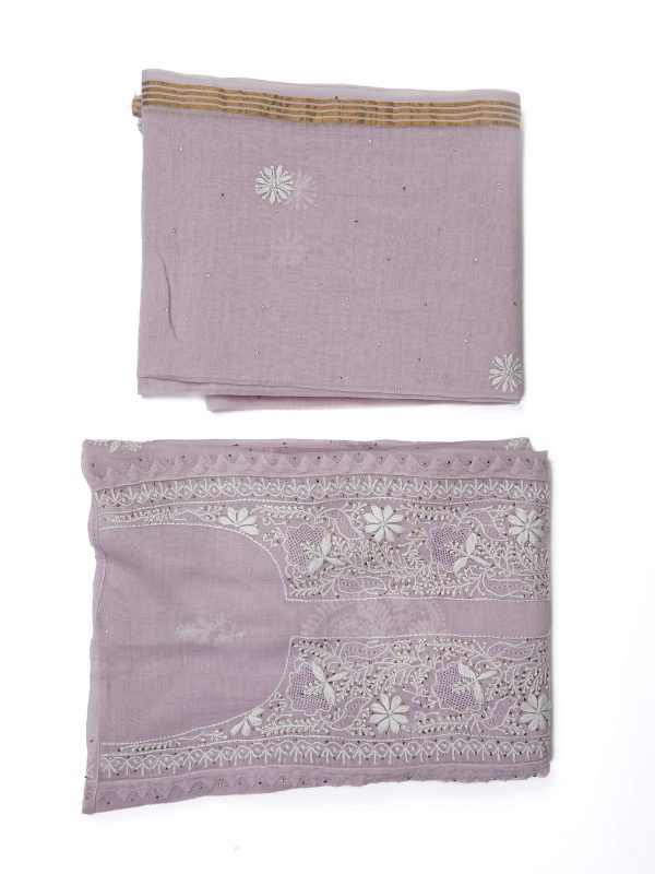 Maysarah Lucknowi | Purple | Semi Stitched | Kurta dupatta | Festival Wear | 2 pc set.
