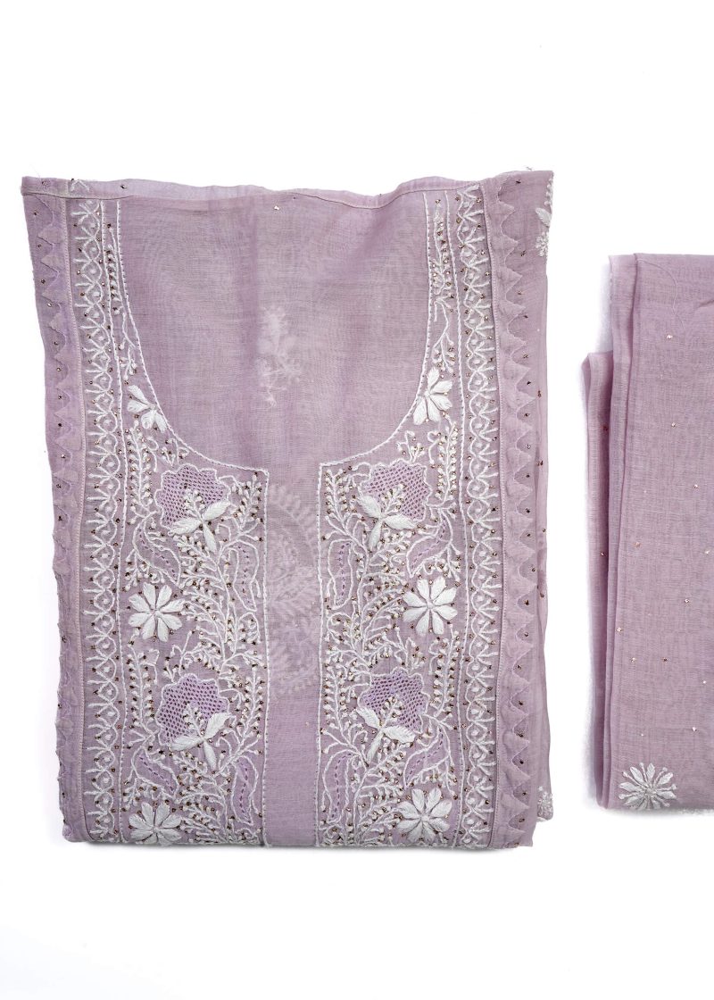 Maysarah Lucknowi | Purple | Semi Stitched | Kurta dupatta | Festival Wear | 2 pc set.