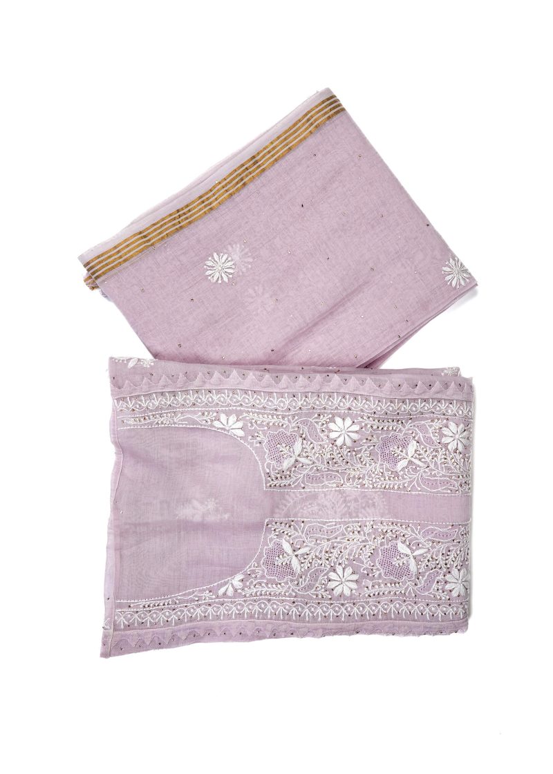 Maysarah Lucknowi | Purple | Semi Stitched | Kurta dupatta | Festival Wear | 2 pc set.