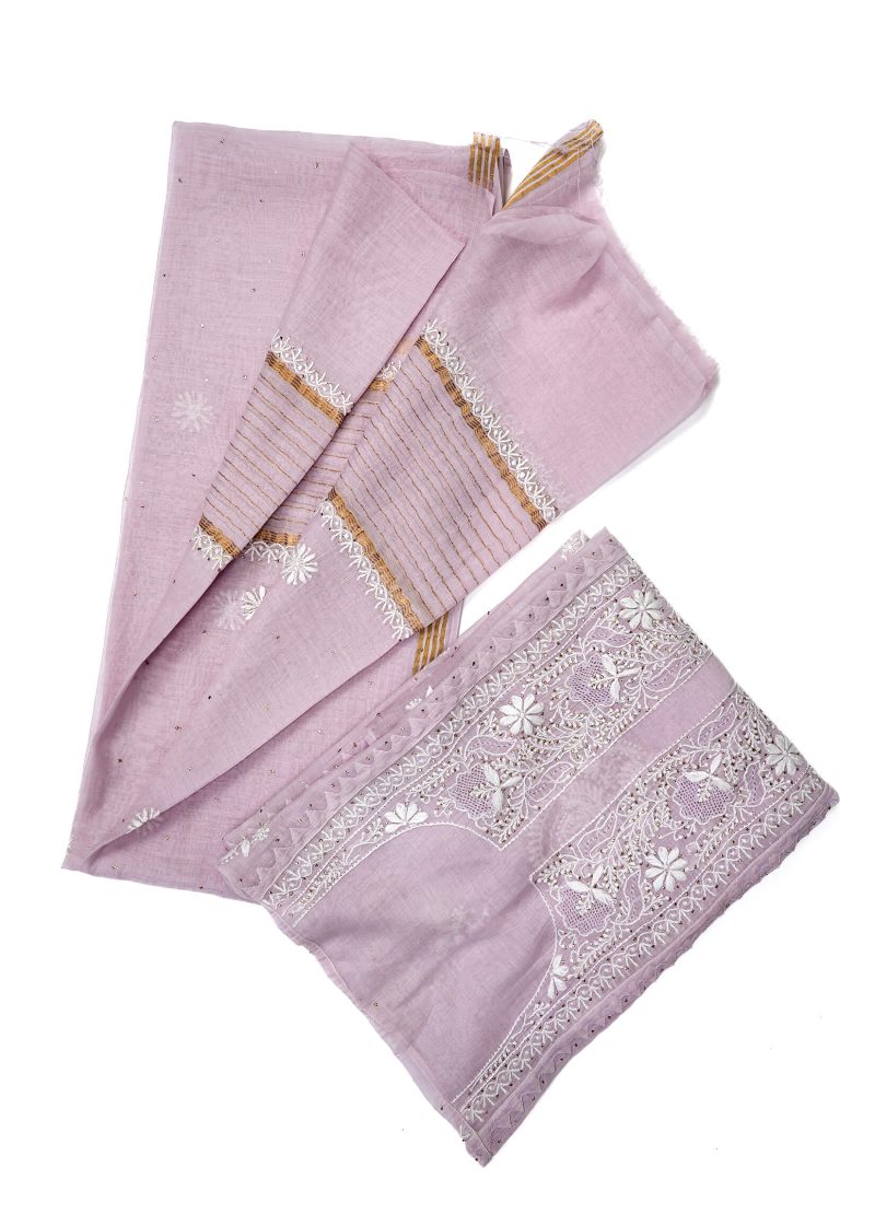 Maysarah Lucknowi | Purple | Semi Stitched | Kurta dupatta | Festival Wear | 2 pc set.