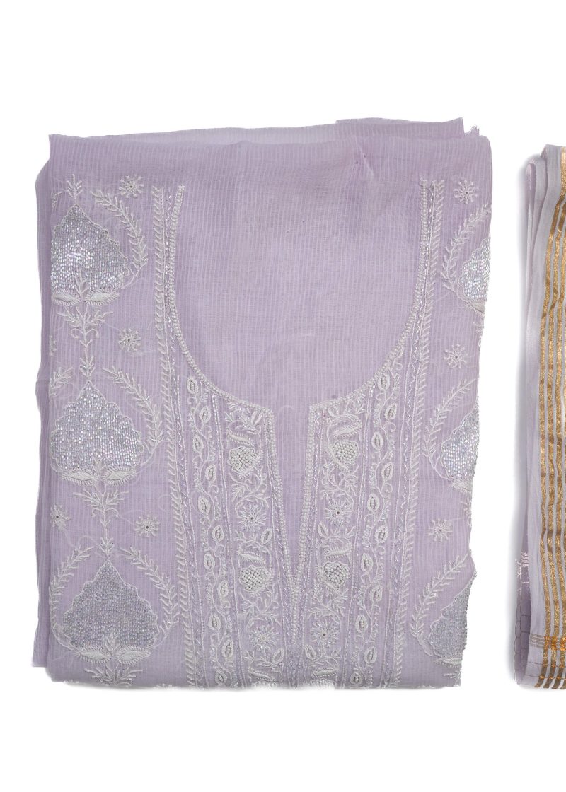 Maysarah Lucknowi | Lavender | Unstitched | Kurta dupatta | Daily & Festival Wear | 2 pc set.