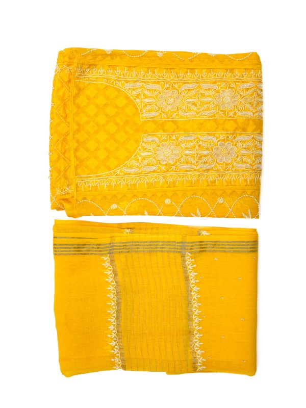 Maysarah Lucknowi | Yellow | Semi stitched | Festival wear | Kurta Dupatta Style | 2 pc set