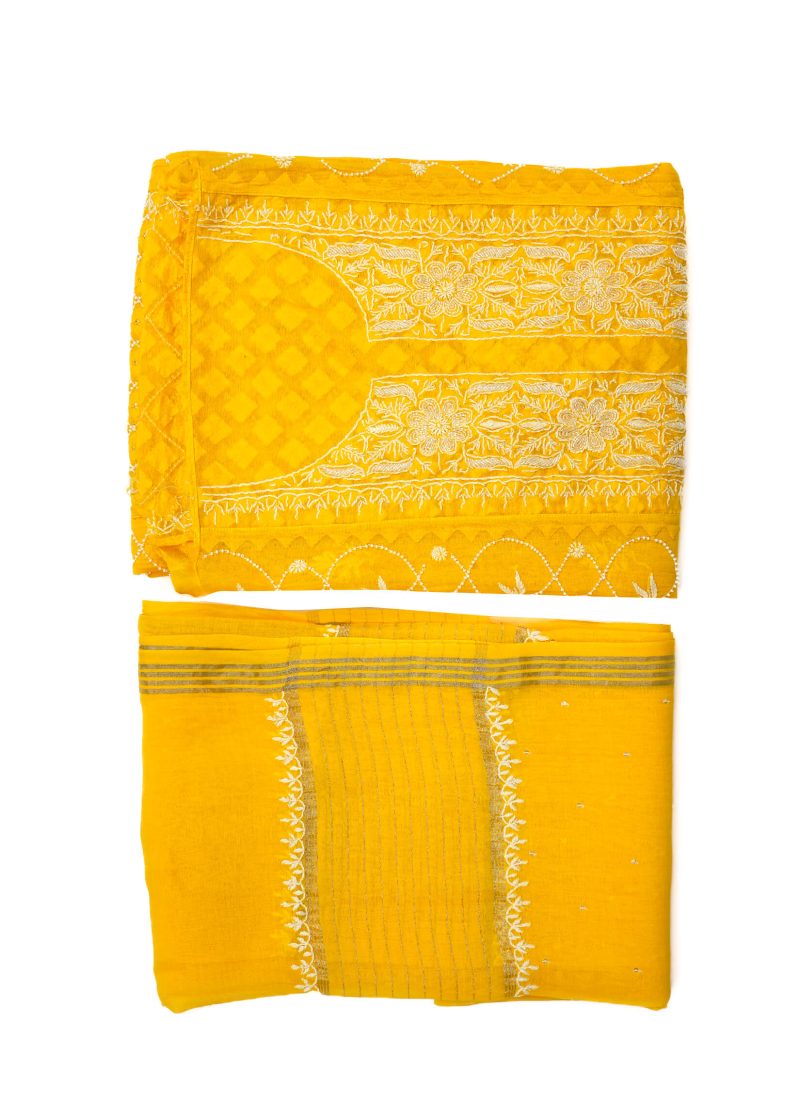 Maysarah Lucknowi | Yellow | Semi stitched | Festival wear | Kurta Dupatta Style | 2 pc set