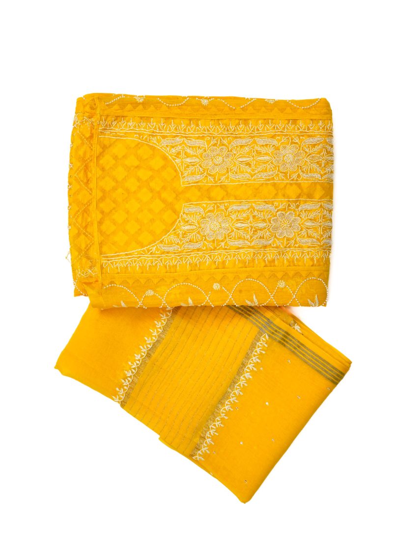 Maysarah Lucknowi | Yellow | Semi stitched | Festival wear | Kurta Dupatta Style | 2 pc set