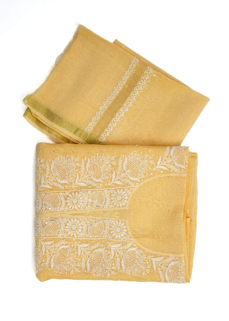 Maysarah Lucknowi | Yellow | Semi stitched | Festival wear | Kurta Dupatta Style | 2 pc set