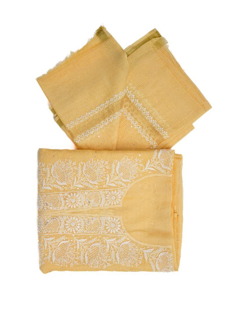 Maysarah Lucknowi | Yellow | Semi stitched | Festival wear | Kurta Dupatta Style | 2 pc set