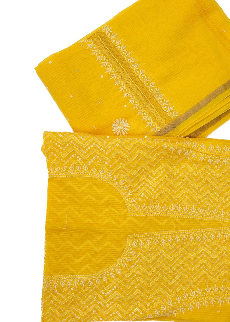 Maysarah Lucknowi | Golden Yellow | Unstitched | Festival wear | Kurta Dupatta Style | 2 pc set