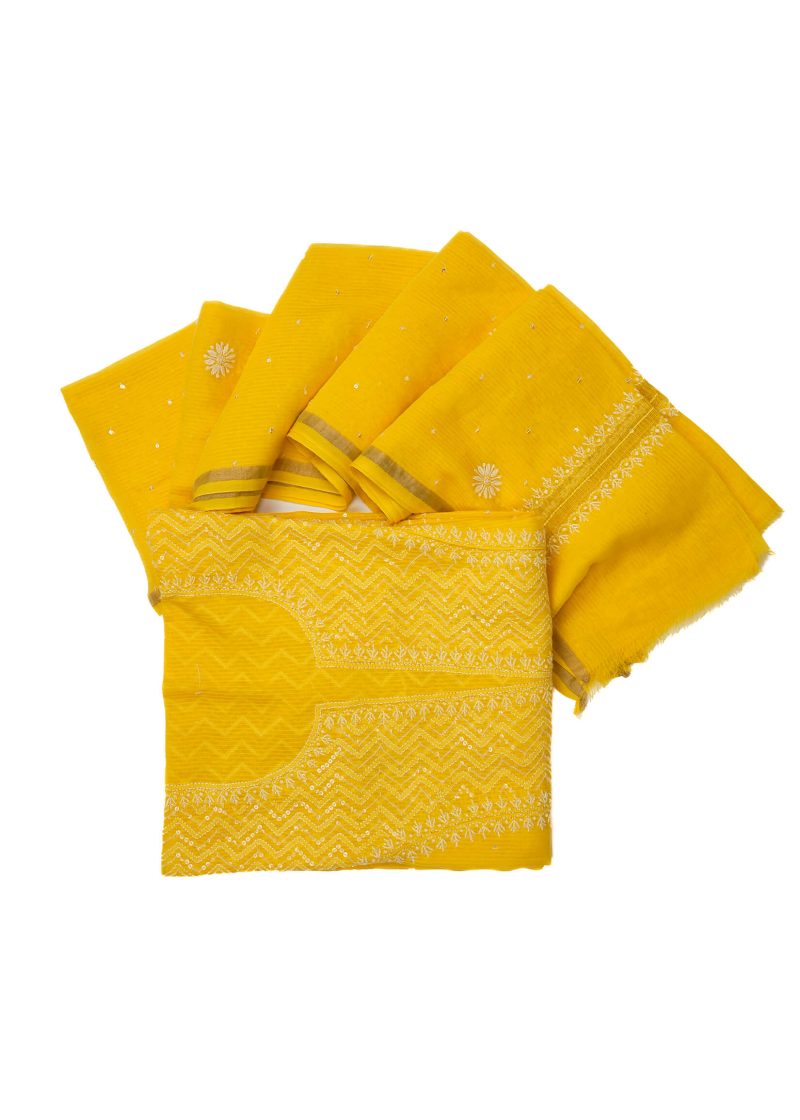 Maysarah Lucknowi | Golden Yellow | Unstitched | Festival wear | Kurta Dupatta Style | 2 pc set