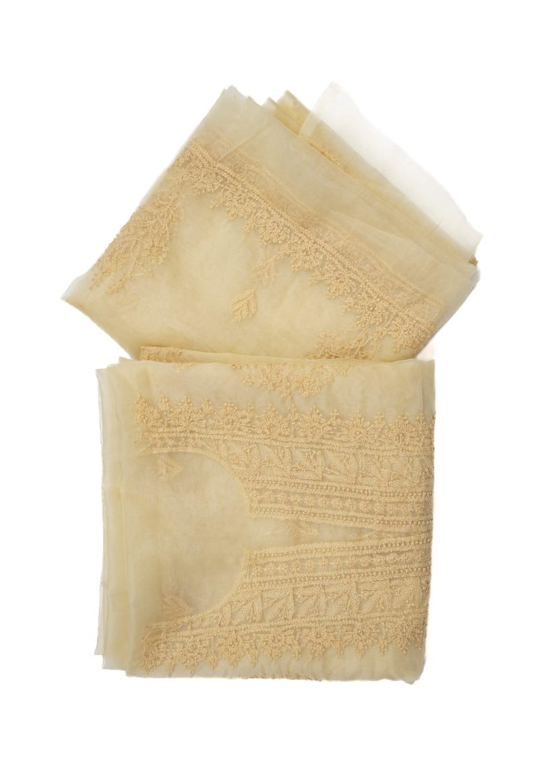 Maysarah Lucknowi | Beige Yellow | Unstitched | Festival wear | Kurta Dupatta Style | 2 pc set