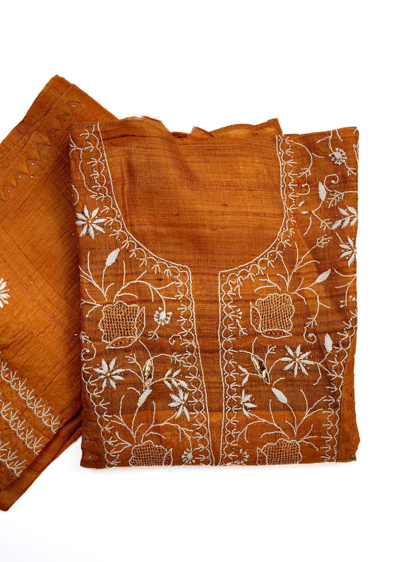 Maysarah Lucknowi | Mustard | Semi stitched | Festival wear | Kurta Dupatta Style | 2 pc set