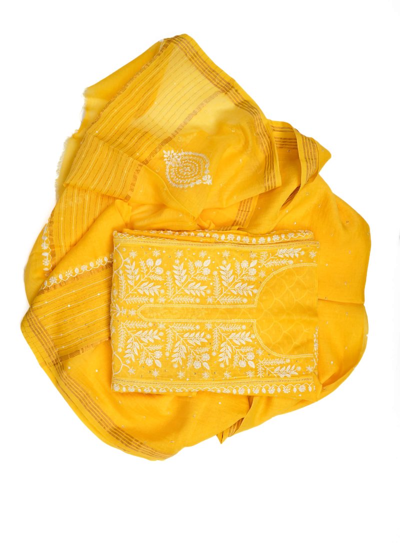 Maysarah Lucknowi | Yellow | Semi stitched | Festival wear | Kurta Dupatta Style | 2 pc set