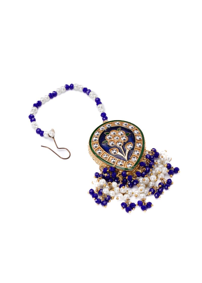 Gold Lulu Tassel Necklace | Gold Metal Silver Kundan with Pink Ruby & Pearl Design