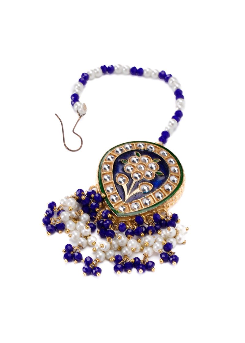 Gold Lulu Tassel Necklace | Gold Metal Silver Kundan with Pink Ruby & Pearl Design