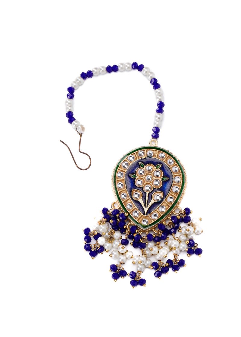 Gold Lulu Tassel Necklace | Gold Metal Silver Kundan with Pink Ruby & Pearl Design