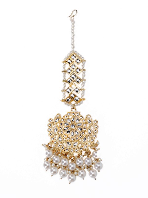 Tassel Necklace | Gold Metal Silver Kundan with Baby Pink & Royal Blue Beads Design