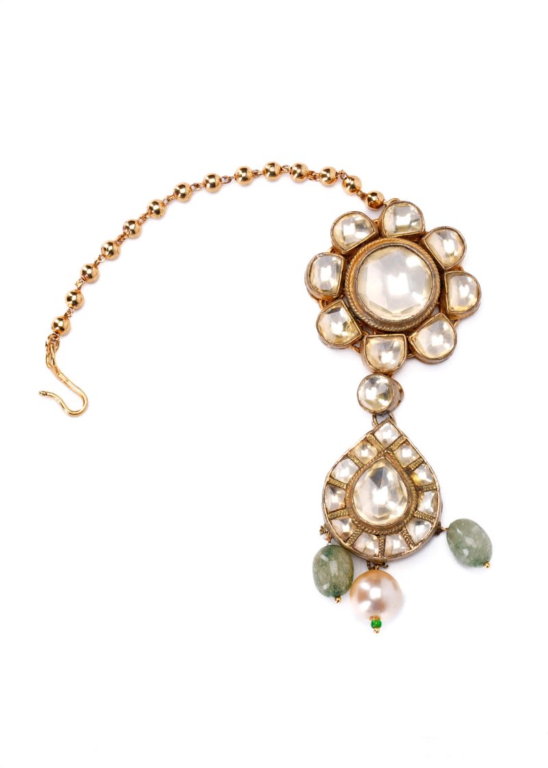 Gold Pearl Tassel Earrings | Gold Metal Design with Elegant Gold Ghungru Accents