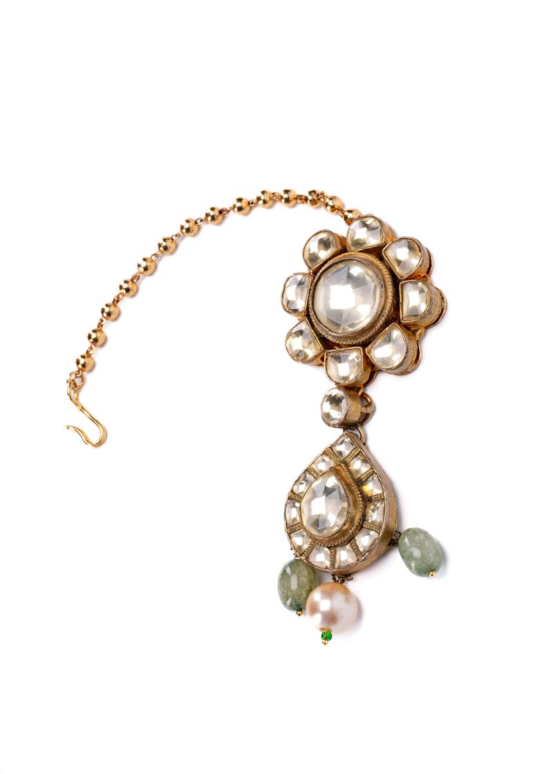 Gold Pearl Tassel Earrings | Gold Metal Design with Elegant Gold Ghungru Accents