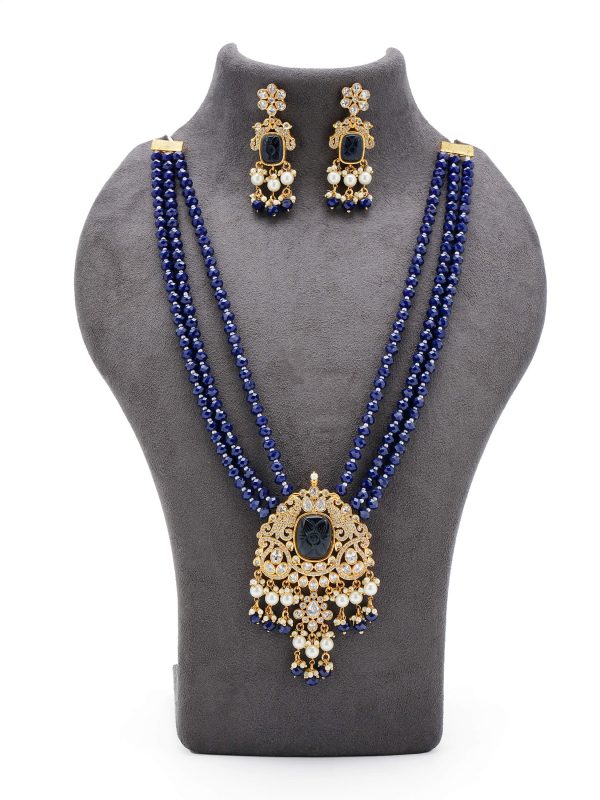 Maang Tika | Gold Metal Silver Kundan with Red Print, Lulu & Maroon Stone Tassel Design