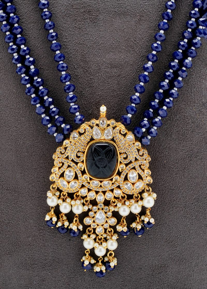 Maang Tika | Gold Metal Silver Kundan with Red Print, Lulu & Maroon Stone Tassel Design