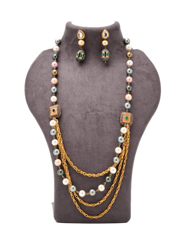Lulu Tassel Nath | Gold Metal Silver Kundan with Off-White Lulu Design Accents