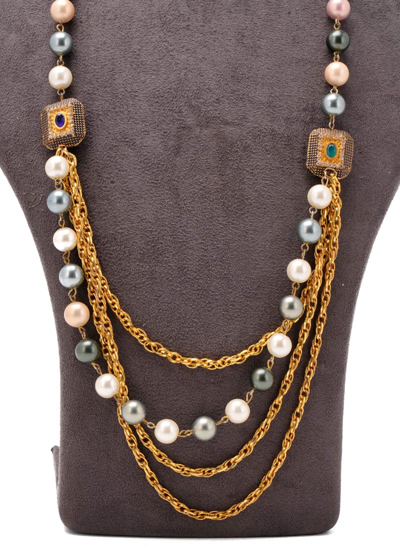 Lulu Tassel Nath | Gold Metal Silver Kundan with Off-White Lulu Design Accents