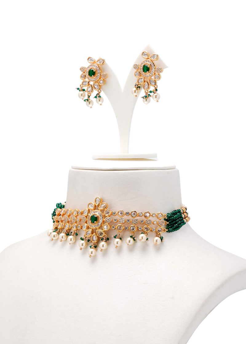 Silver Jewelry with White Swarovski | Elegant Flower | Leaf Shapes