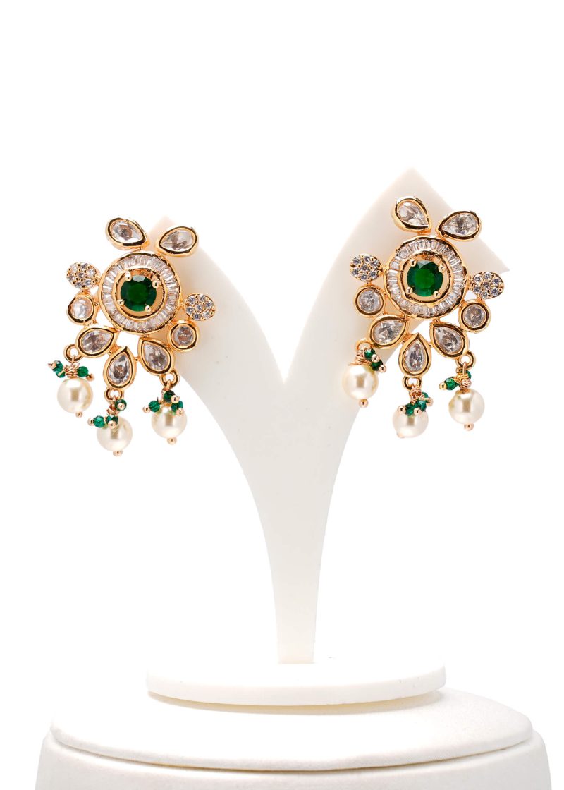 Silver Jewelry with White Swarovski | Elegant Flower | Leaf Shapes