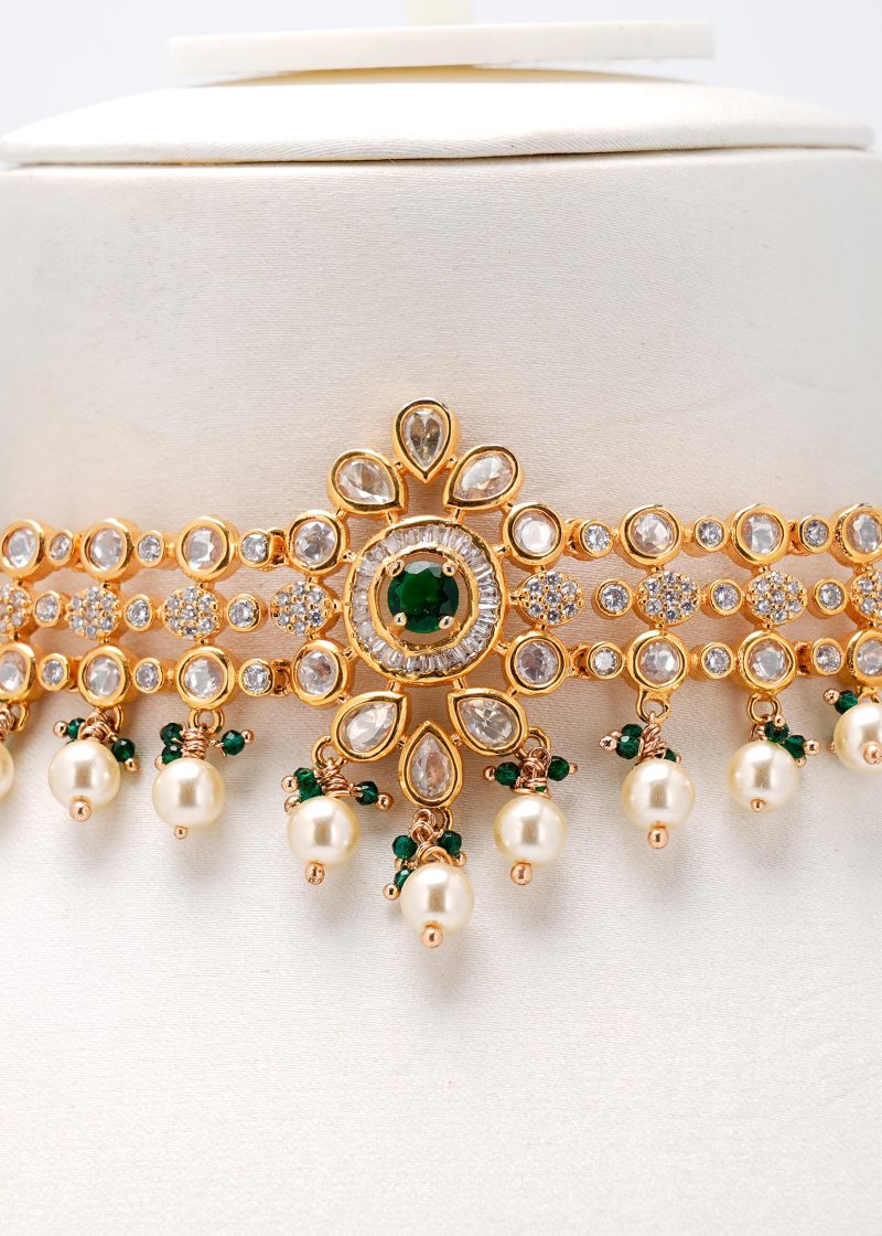 Silver Jewelry with White Swarovski | Elegant Flower | Leaf Shapes