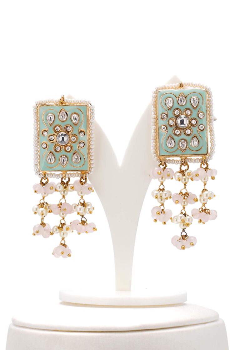 Traditional Necklace | Gold Uncut Diamond Pearl Kundan Emerald Red Base Wedding Set