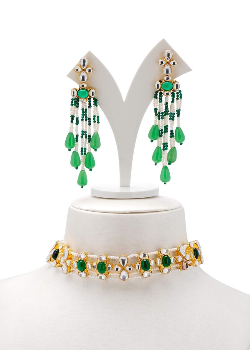 Luxe Long Mala Necklace | Gold Metal with Multicolor Stones & Elegant Jaipuri Style