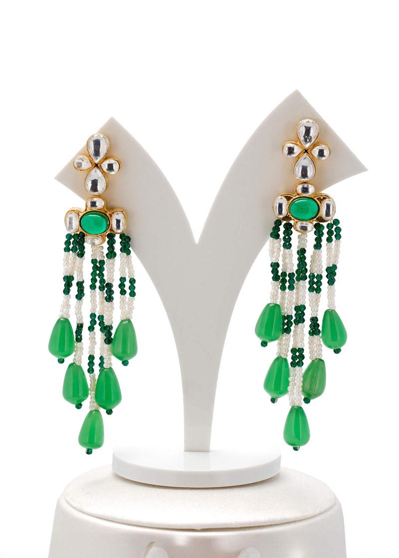 Luxe Long Mala Necklace | Gold Metal with Multicolor Stones & Elegant Jaipuri Style