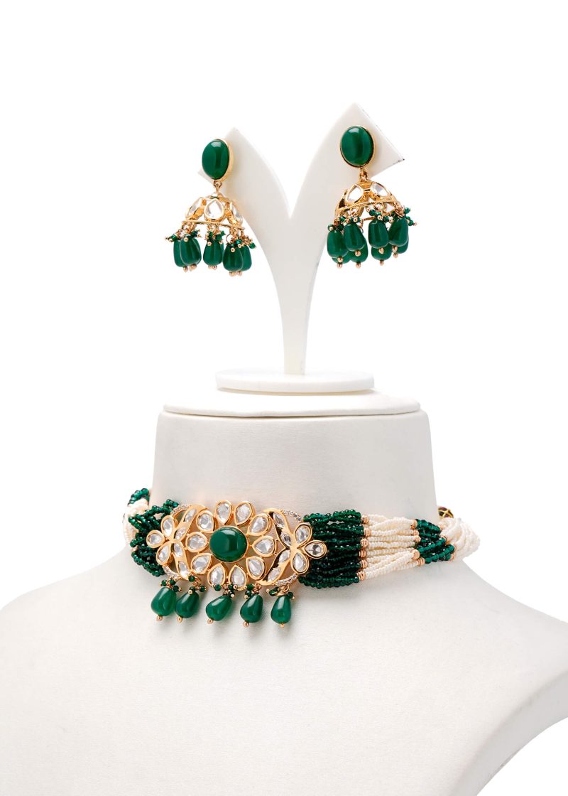 Moon Shape Earrings | Gold Metal Silver Diamond with Pink Ruby & Elegant Tassel