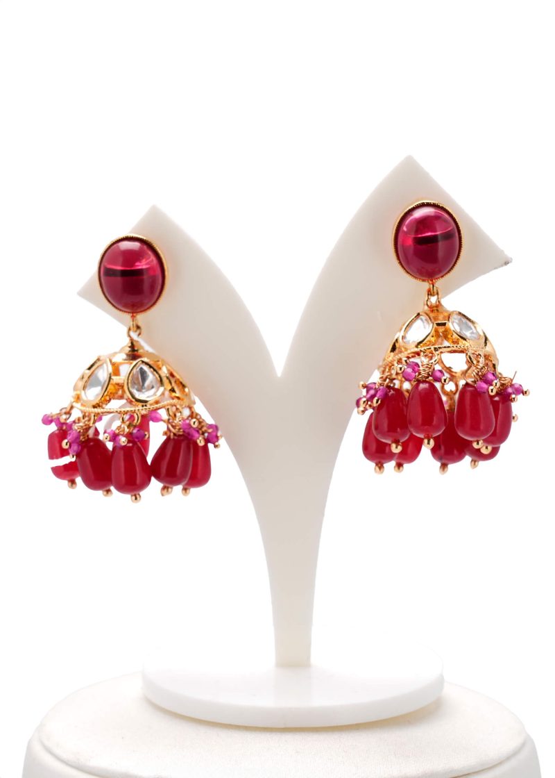 Emerald Green Diamond Choker Set | Gold Metal with Yellow Lulu Tassel & Earrings