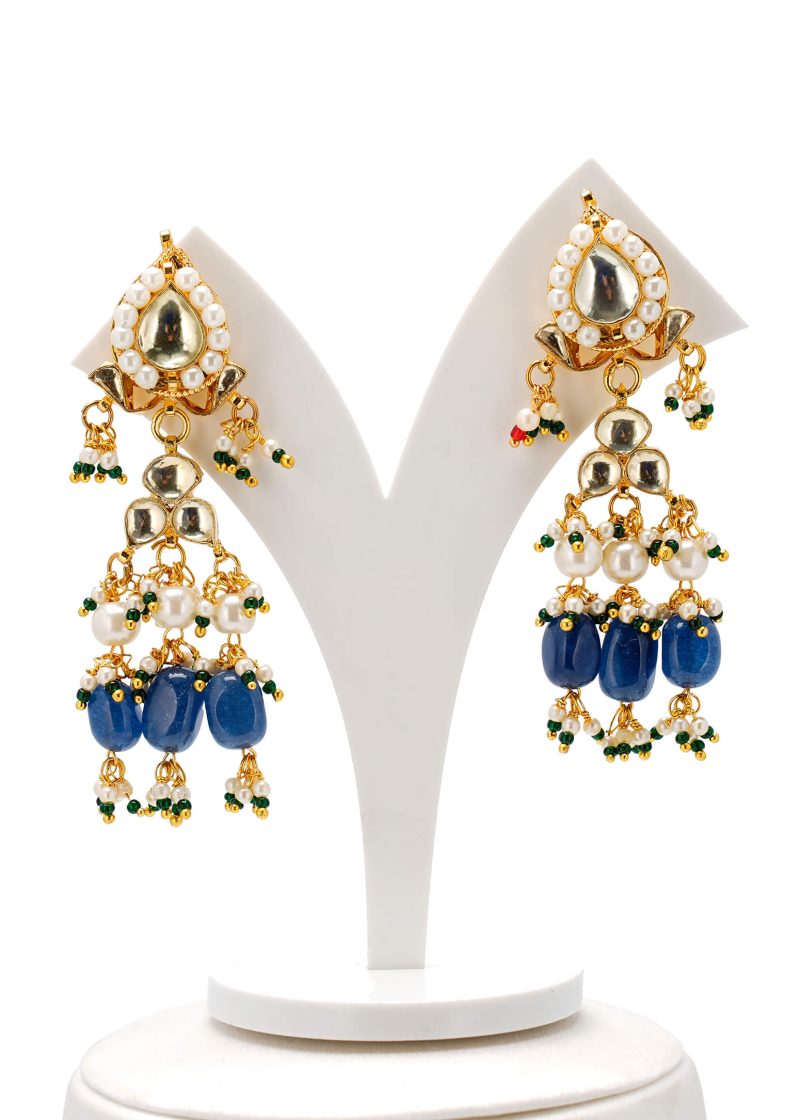 Purple Stone Choker Set | Gold Metal Yellow Diamond Lulu Tassel Earring