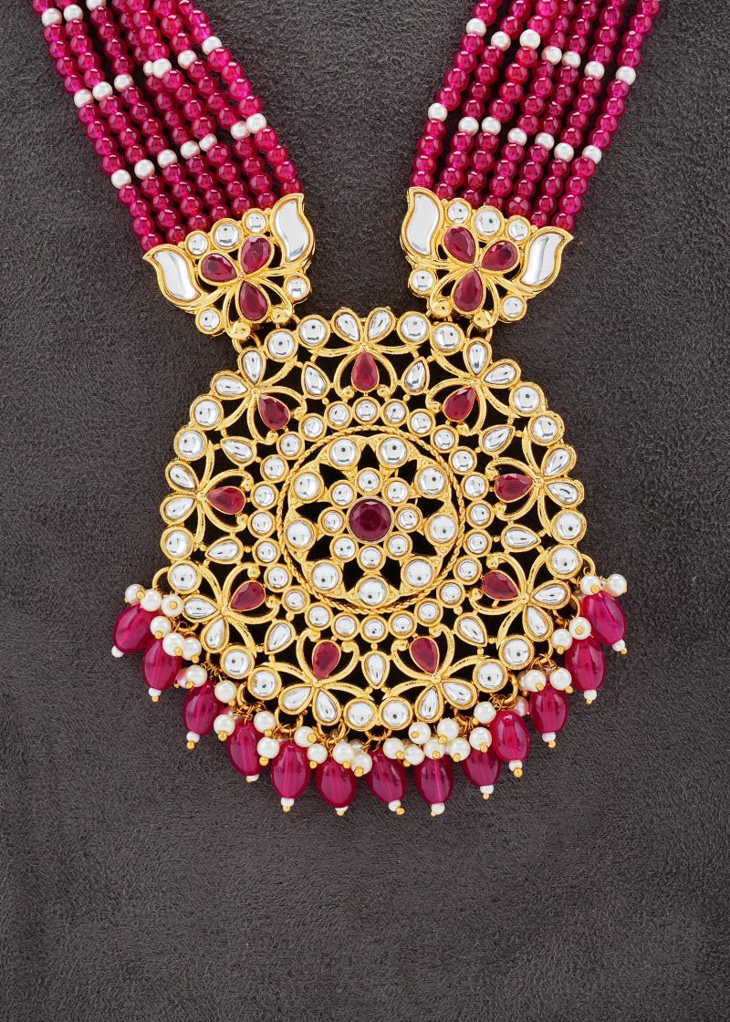 Elegant Bridal Jewelry| Gold Choker Set | Silver Kundan | Lulu Tassels & Pink Ruby | Maang Tika