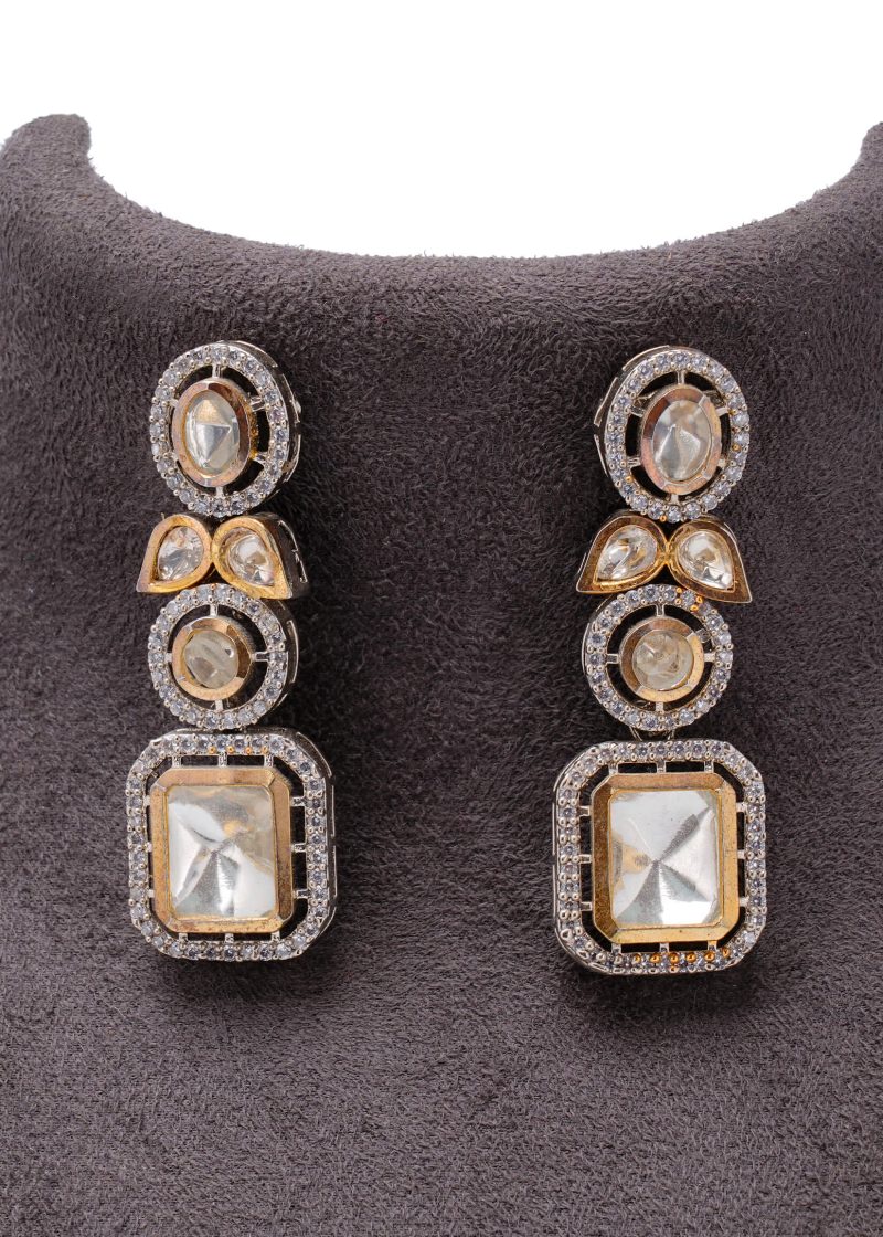 Gold Base Bridal Silver Polki Diamond Set | with Details Uncut Diamond