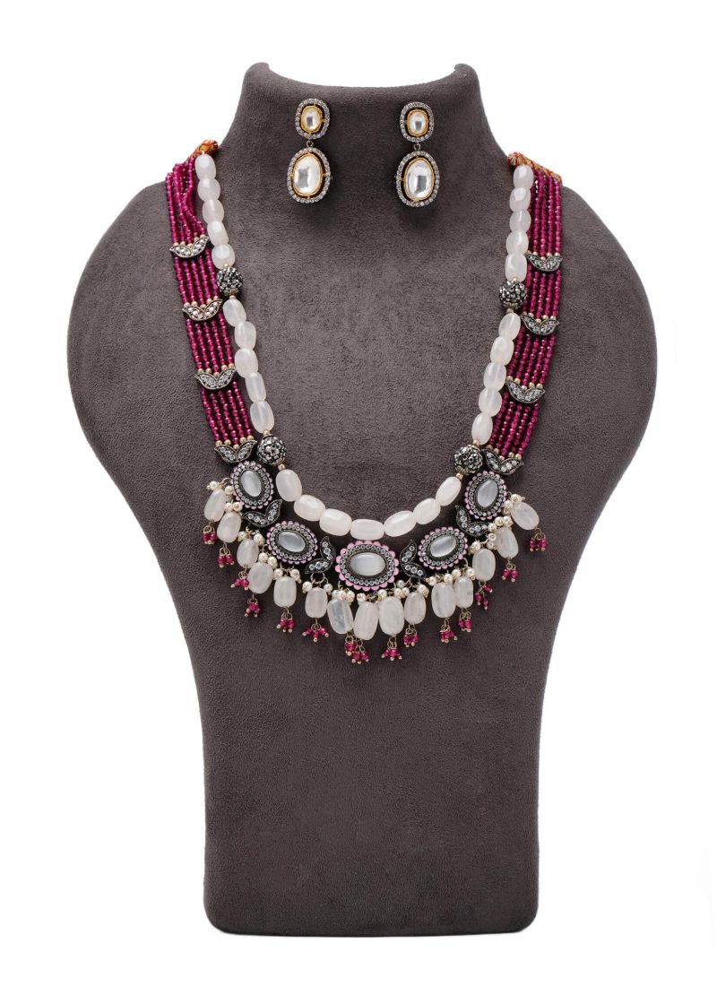 Lips Tassel Earrings | Gold Metal Silver Jaipuri Kundan with Unique Tassel Design