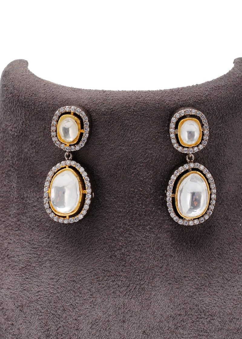 Lips Tassel Earrings | Gold Metal Silver Jaipuri Kundan with Unique Tassel Design