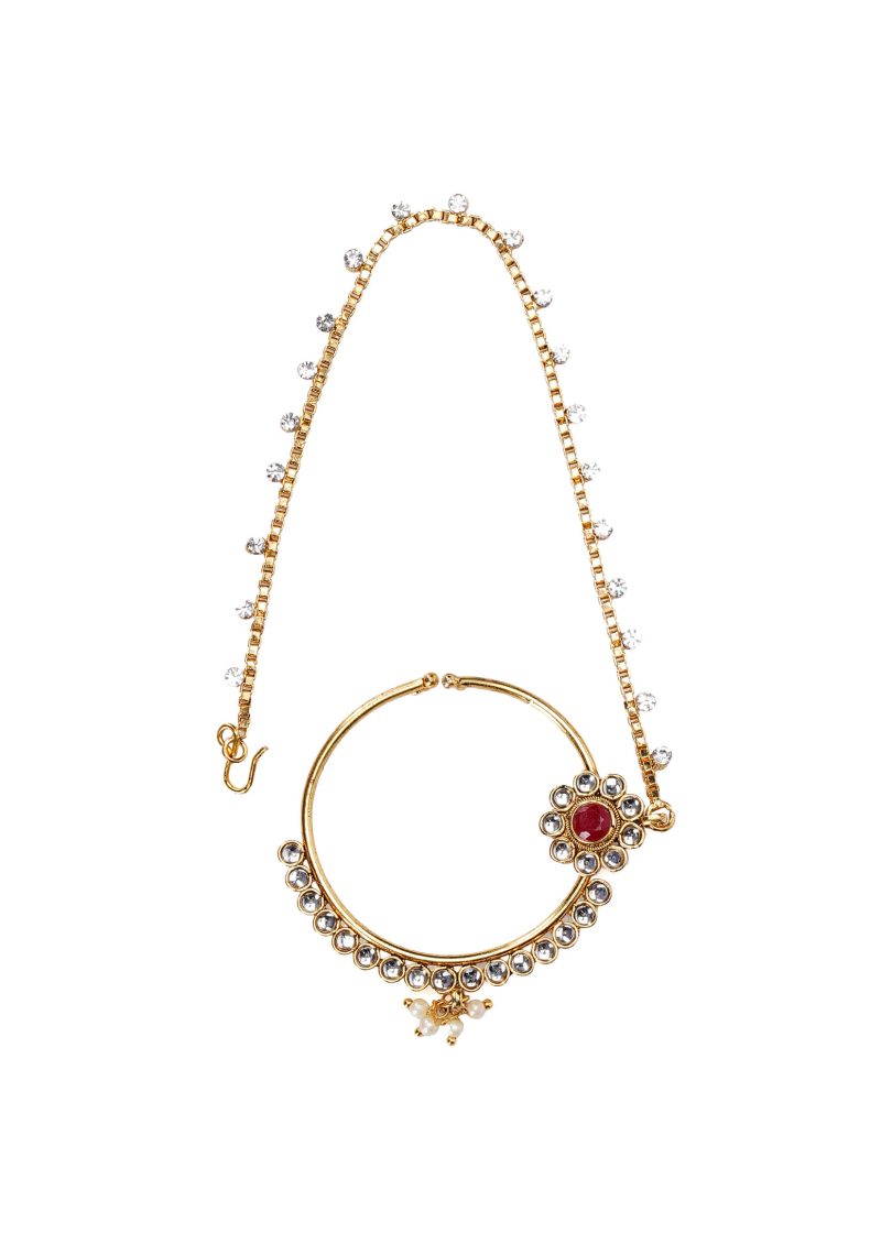 Maala Set with Earrings | Gold Metal Chain, Emerald Green Ruby & Multicolor Lulu