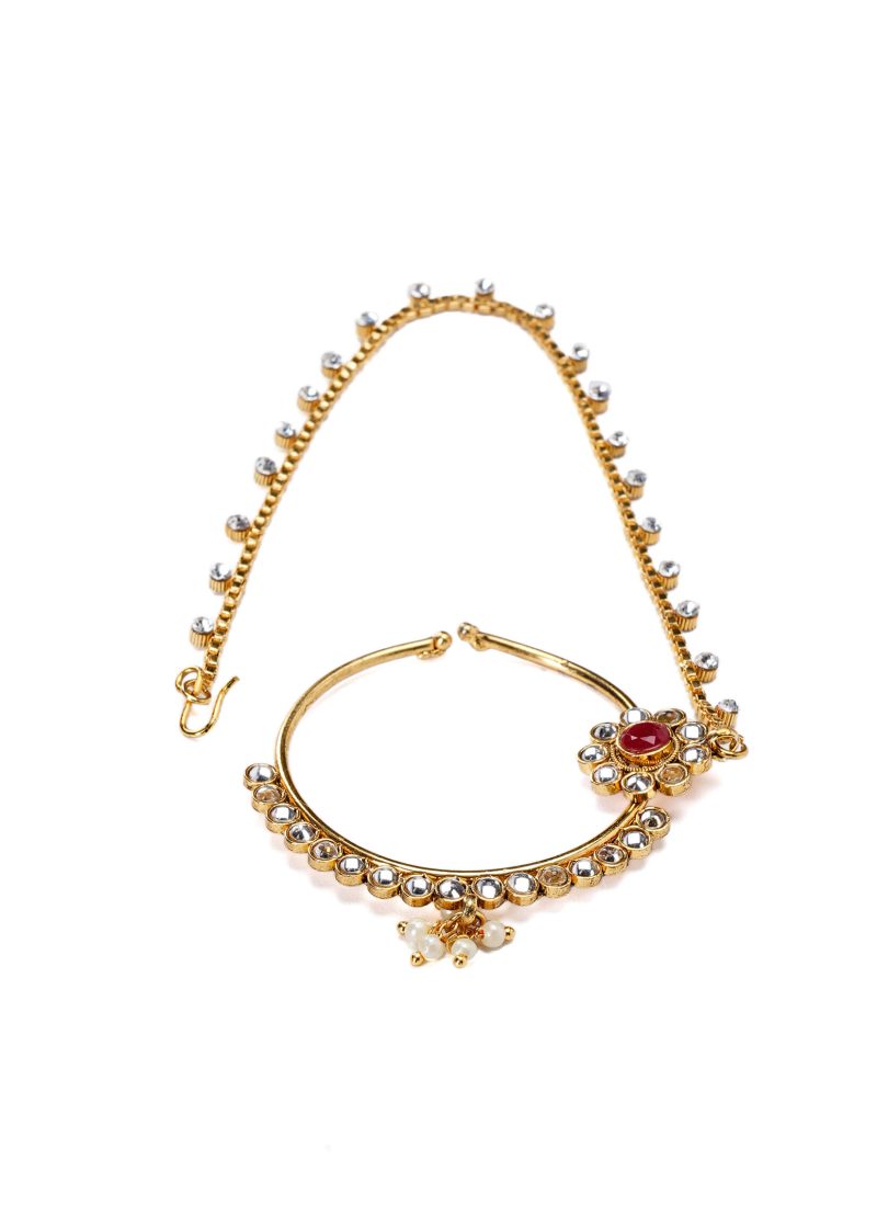 Maala Set with Earrings | Gold Metal Chain, Emerald Green Ruby & Multicolor Lulu