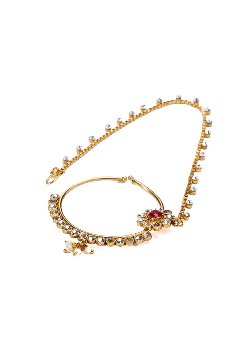 Maala Set with Earrings | Gold Metal Chain, Emerald Green Ruby & Multicolor Lulu