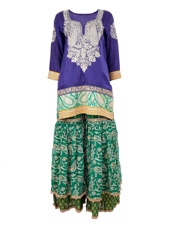 Vaniya | Purple | Stitched | Party Wear | Garara Set | 3 pc set