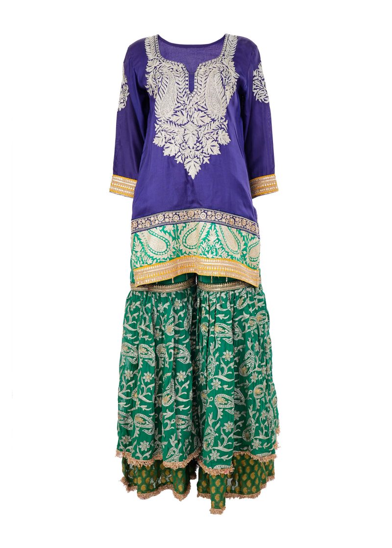 Vaniya | Purple | Stitched | Party Wear | Garara Set | 3 pc set