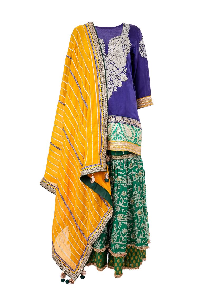 Vaniya | Purple | Stitched | Party Wear | Garara Set | 3 pc set