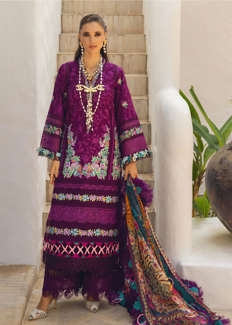 Annus Abrar Neroli Luxury Lawn | Magenta | Unstitched | Party wear | Digitally Printed Chiffon dupatta | Zoila 07