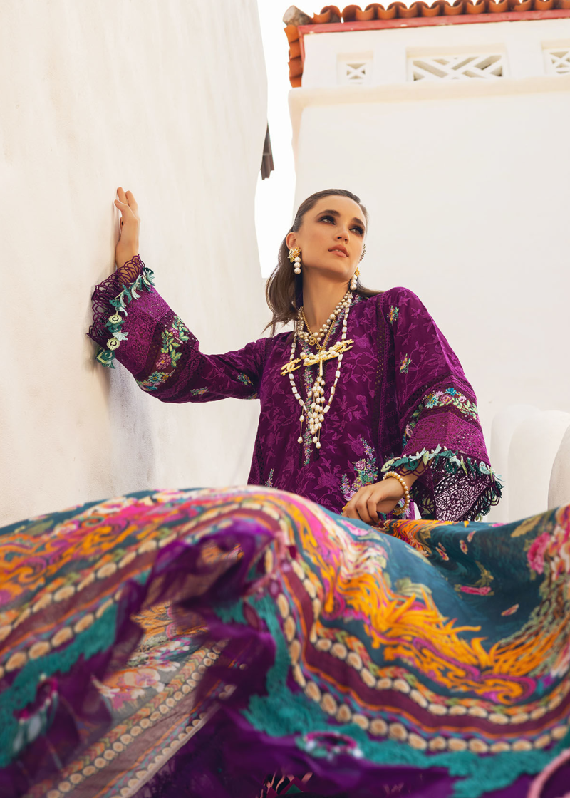 Annus Abrar Neroli Luxury Lawn | Magenta | Unstitched | Party wear | Digitally Printed Chiffon dupatta | Zoila 07