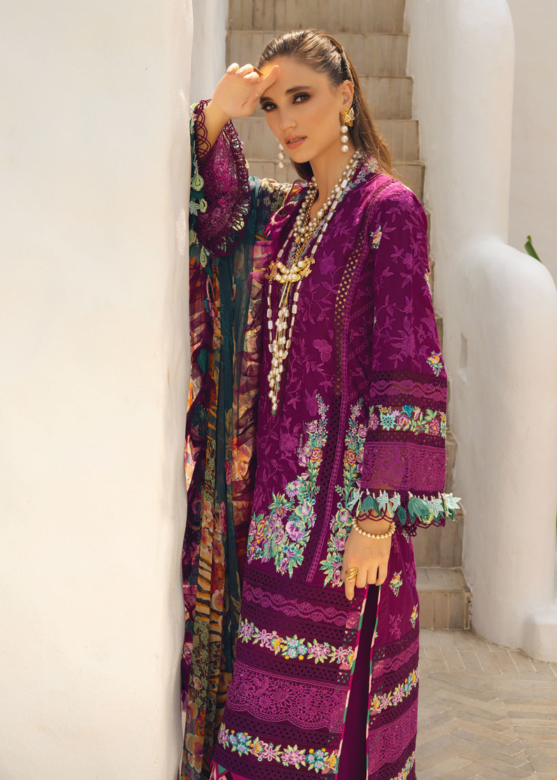 Annus Abrar Neroli Luxury Lawn | Magenta | Unstitched | Party wear | Digitally Printed Chiffon dupatta | Zoila 07