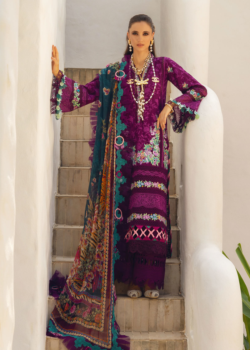 Annus Abrar Neroli Luxury Lawn | Magenta | Unstitched | Party wear | Digitally Printed Chiffon dupatta | Zoila 07
