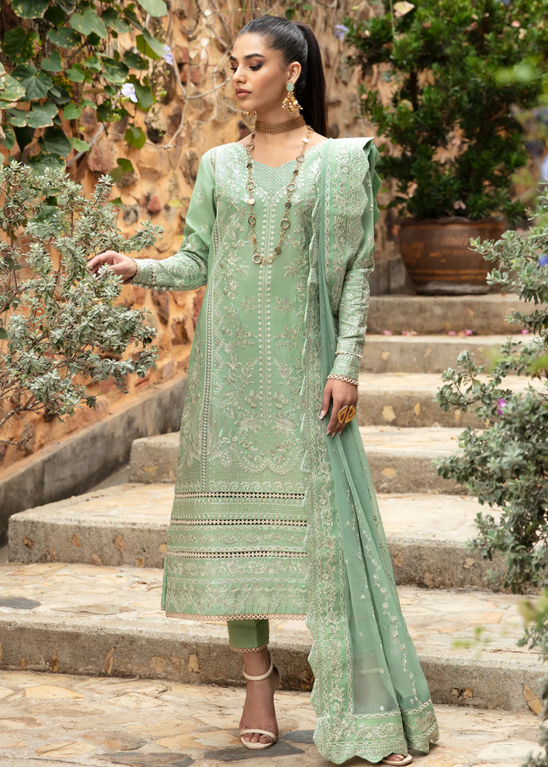 Gulaal Luxury Lawn | Green | Unstitched | Party wear | Chiffon Dupatta embroidered | DENIZ GL-LL-24V1-05