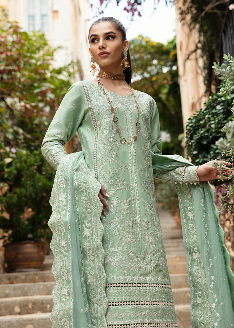 Gulaal Luxury Lawn | Green | Unstitched | Party wear | Chiffon Dupatta embroidered | DENIZ GL-LL-24V1-05